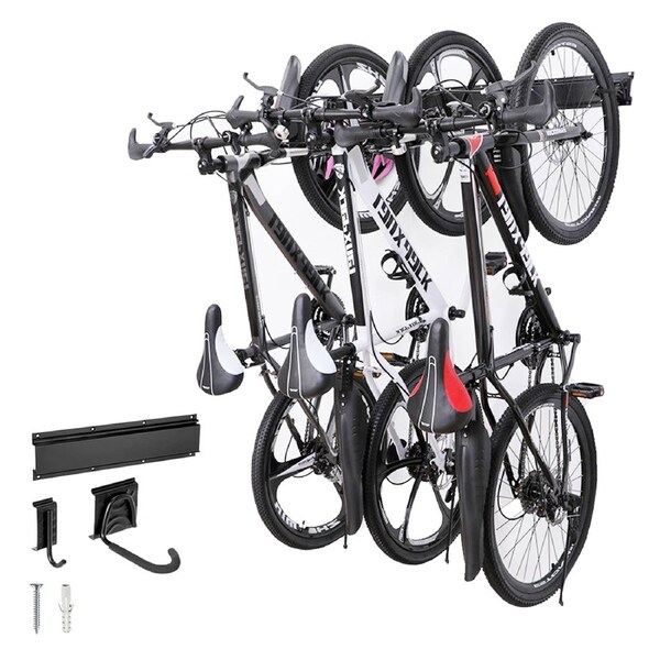 Wall Mount Bicycle Storage Rack Adjustable Garage Bike Hanger for 6 Bikes
