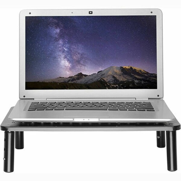 Adjustable Height Laptop and Monitor Stand with Mesh Platform