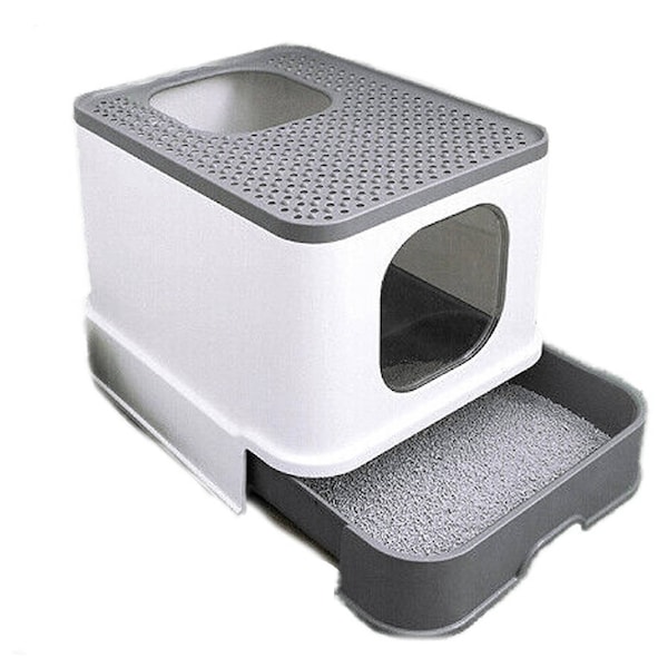 Fully Enclosed Hooded Cat Litter Box Large Sturdy Kitty Toilet Tray Set