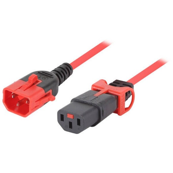 IEC-LOCK C13 TO DUAL LOCK C14 EXTENSION CORD 3M