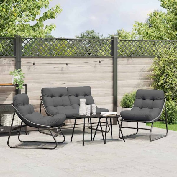 Garden Dining Set 5 pcs Black Steel vidaXL