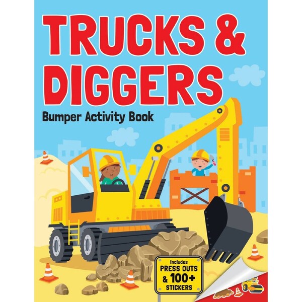 Lake Press Trucks & Diggers Bumper Childrens Colouring Activity Book