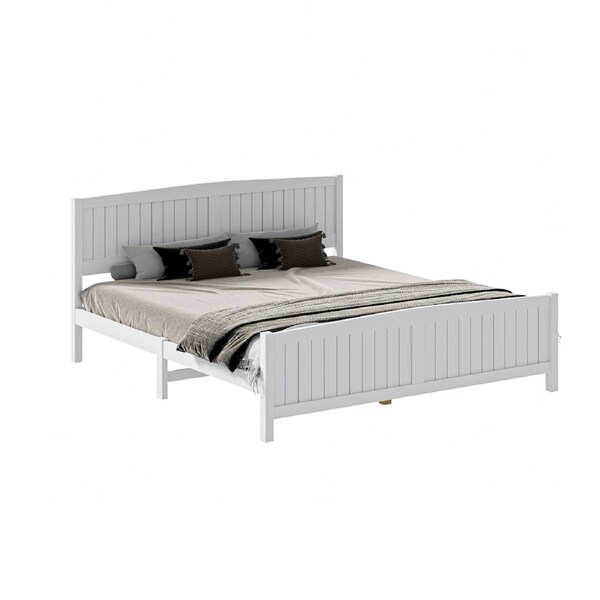 Oikiture Bed Frame Queen Double King Single Wooden Base Timber Platform White King