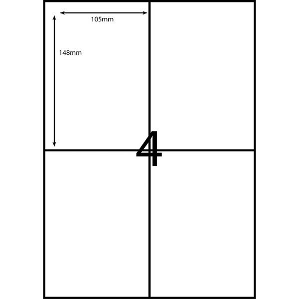 A4 Laser SHIPPING Label - 4up - 105x148mm - 250 per pack (4 Packs ) Compatible Eparcel MyPost Startrack and more