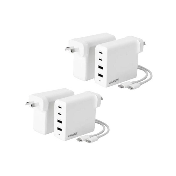 2x Kings 100W USB Charger -USB C and USB A Output Included-100W USB C to C cable