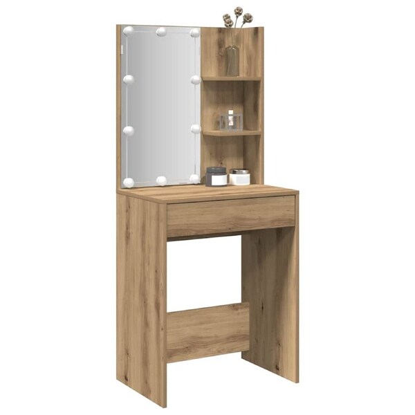 Dressing Table with LED Artisan Oak 60x40x140 cm vidaXL