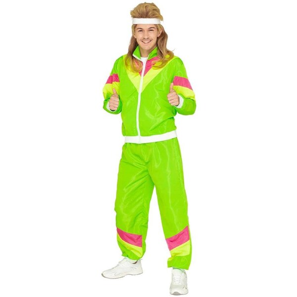 80s Neon Tracksuit Mens Costume Small