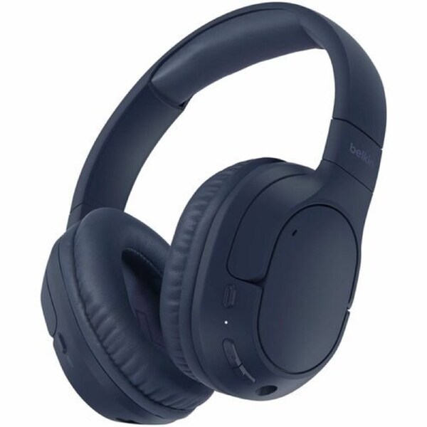Belkin SoundForm Surround Wired/Wireless On-ear, Over-the-head, Over-the-ear Stereo Headset - Blue - Binaural - Ear-cup - 1000 cm - Bluetooth - 121.9 cm Cable - Noise Canceling - Mini-phone (3.5mm)
