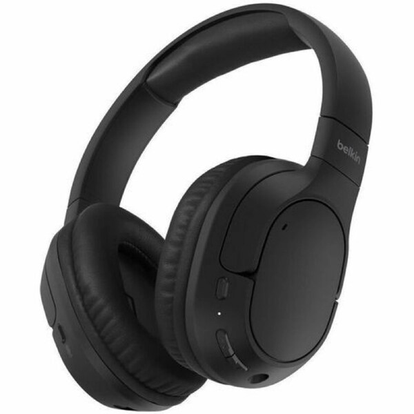 Belkin SoundForm Surround Wired/Wireless On-ear, Over-the-head, Over-the-ear Stereo Headset - Black - Binaural - Ear-cup - 1000 cm - Bluetooth - 121.9 cm Cable - Noise Canceling - Mini-phone (3.5mm)