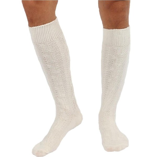 Cream German Trachten Long Socks Medium