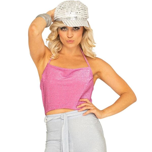 70s Sexy Thang Pink Sparkle Disco Womens Shirt Large