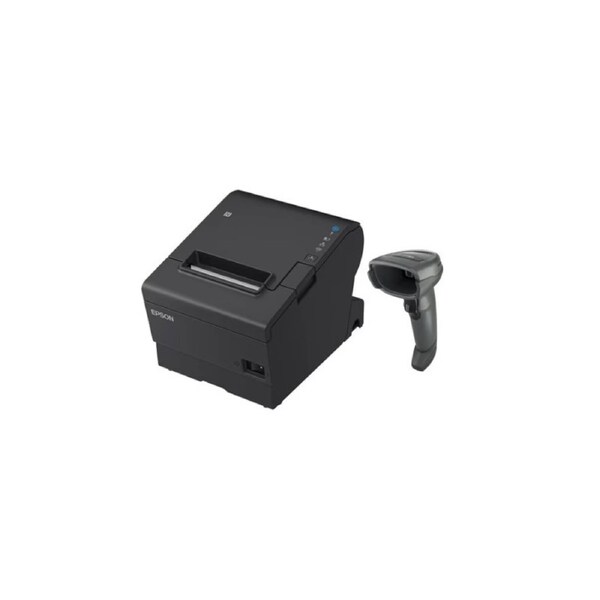 TM-T88VII-612 Desktop Direct Thermal Printer + Zebra DS2208 Black with Stand USB