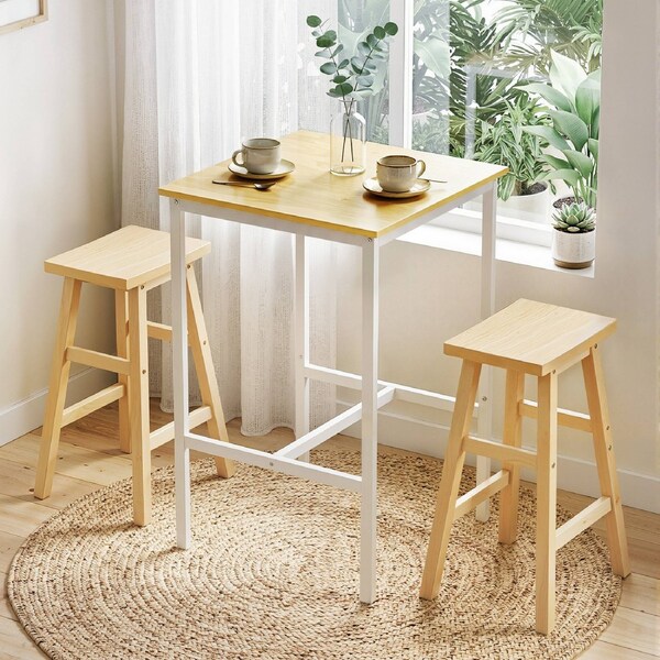 Artiss Bar Table Kitchen Dining 92cm Counter Height Pine
