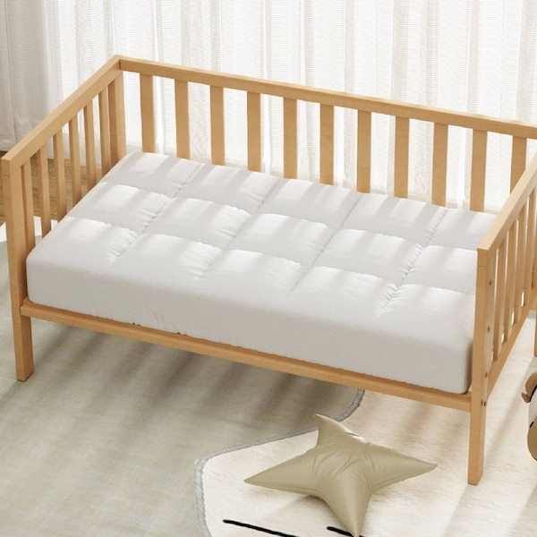 Baby Cot Pillowtop Mattress Topper 750GSM Bamboo Cooling Pad for Temperature Regulation, Machine Washable Bed Protector