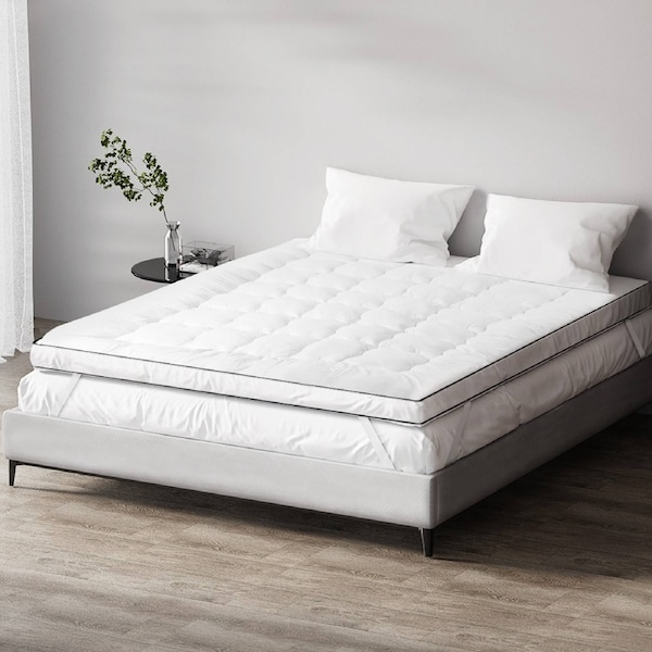 Pillowtop Mattress Topper 5cm Thick Mattress Pad for Back Pain Relief & Old Beds Machine Washable 500GSM Breathable Protector Double