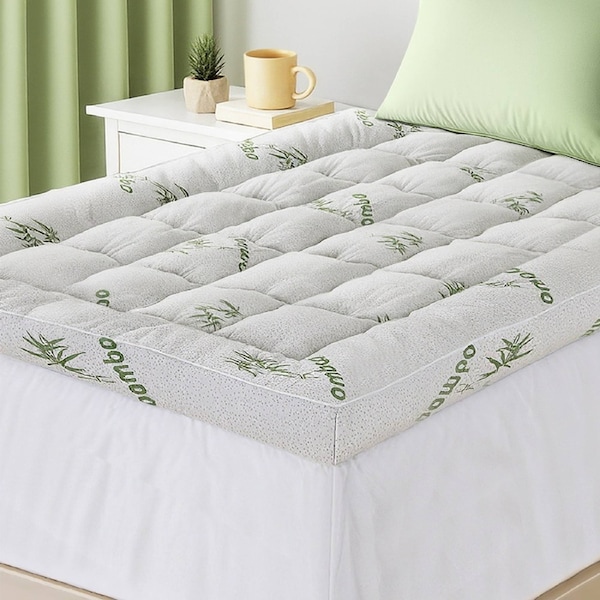 1500GSM Pillowtop Mattress Topper Bamboo Mattress Pad for Back Pain Relief Washable 11cm Thick Bed Cover with 45cm Deep Pocket Single