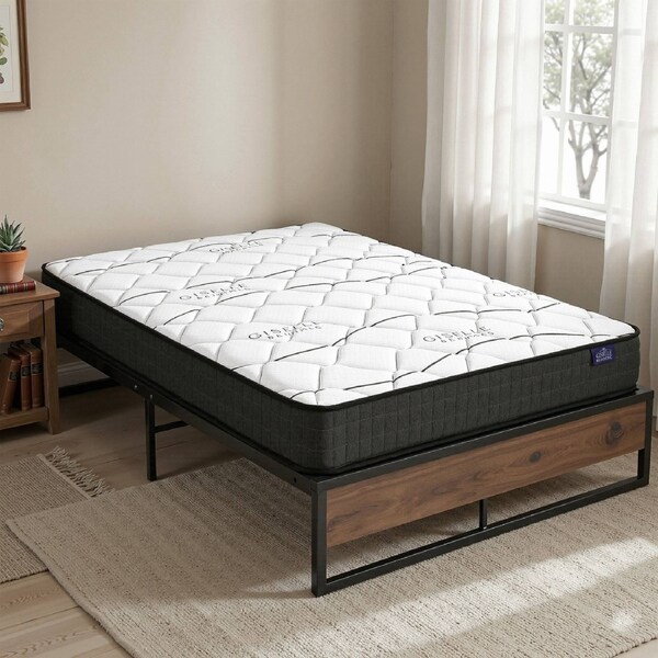 Double Mattress 16cm and Metal Bed Frame Set for Guest Rooms Studios
