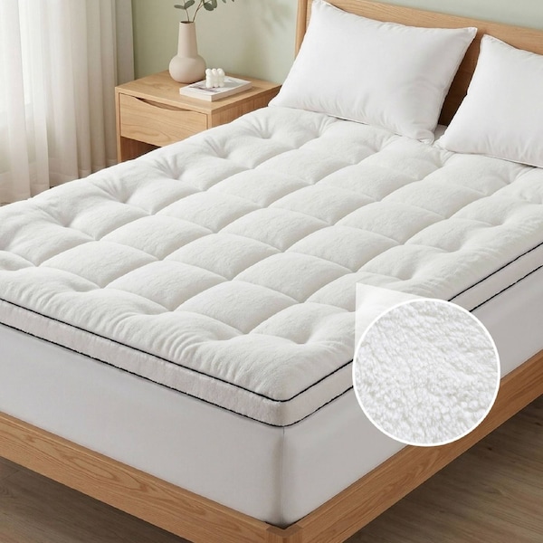 Queen Mattress Topper 5cm Coral Fleece