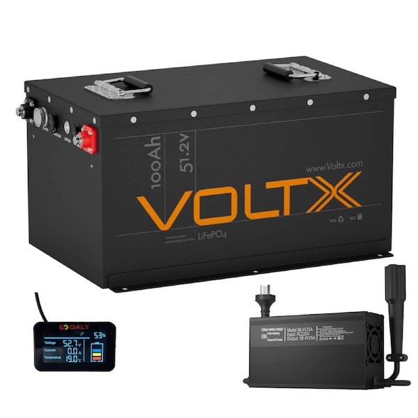 VoltX 48V 100Ah Golf Cart Lithium Battery & Charger Bundle, Yamaha G29, 3000 Cycles, 5-Year Warranty