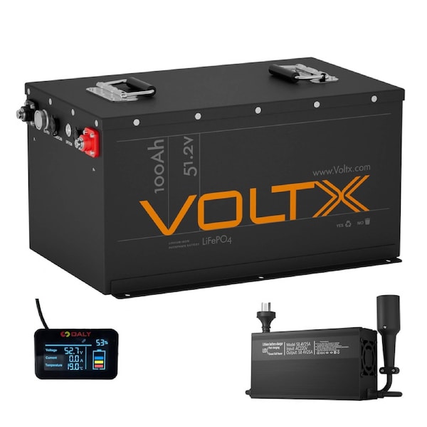 VoltX 48V 100Ah Golf Cart Lithium Battery & Charger Bundle, Club Car, 3000 Cycles, 5-Year Warranty