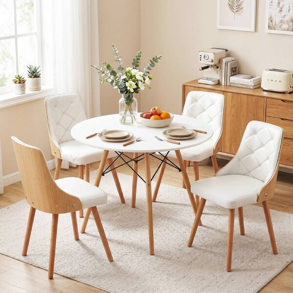Artiss Dining Table and Chairs Set 5PCS 4 Seater Dining Set White