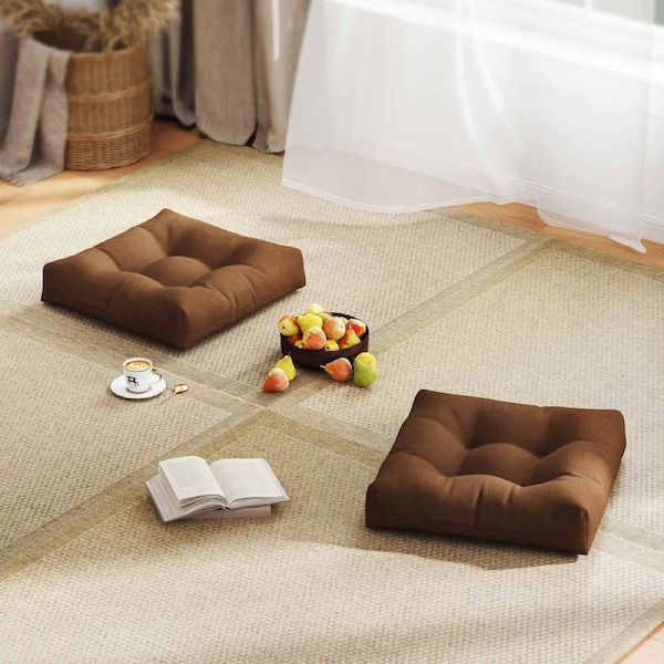 Giantex 2pcs Lounge Chair Cushion Soft Square Seat Pad Indoor/Outdoor 53x53cm Coffee