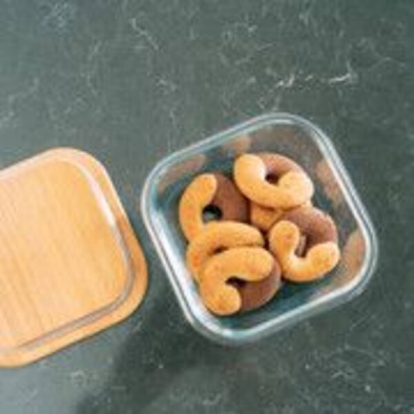 6 Pcs Large Clear Glass Food Containers with Bamboo Lids