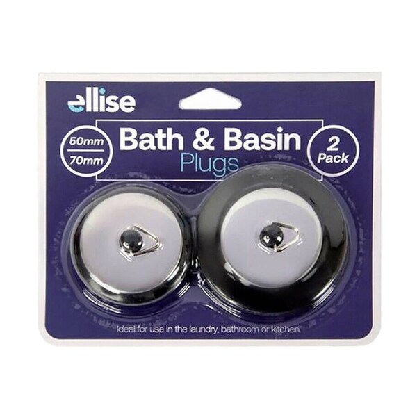 Deal365 2pce Multi Fit Bath and Sink Plugs 50mm 70mm