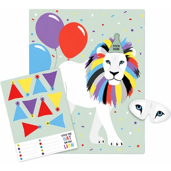 Party Animal Pin the Party Hat Game