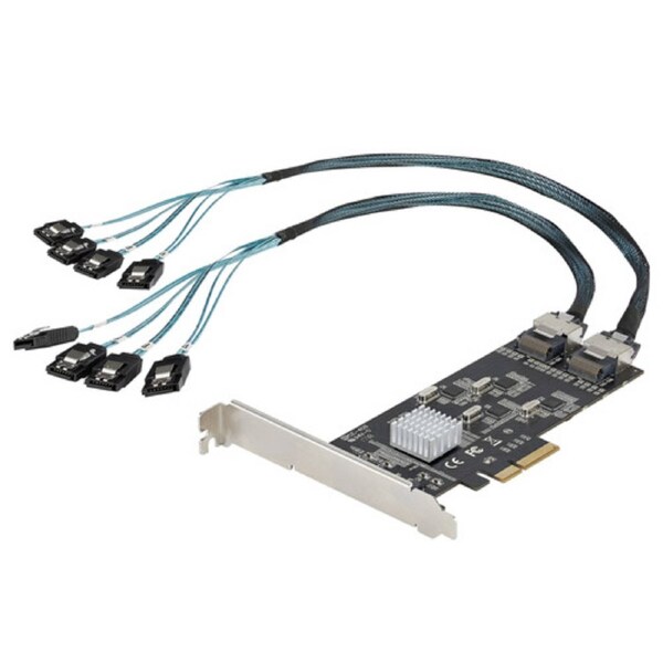 StarTech SATA Controller - SATA 6Gb/s - PCI Express 2.0 x4 - PCIe Card - 2 SFF-8087 (36 Pin, Internal Mini-SAS) - 8 Total SATA Port(s) - 8 SATA Port(s) Internal - PC, Mac, Linux