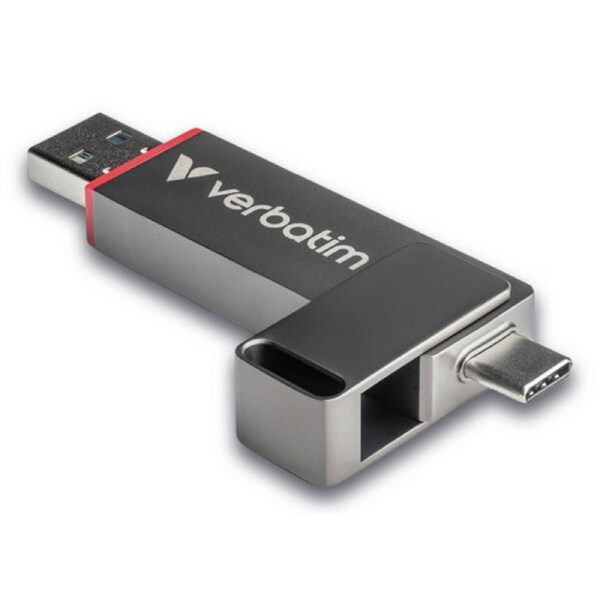 Verbatim Dual QuickStick 32042 512 GB USB 3.2 (Gen 1) Type A, USB 3.2 (Gen 1) Type C Flash Drive - Grey - 550 MB/s Read Speed - 500 MB/s Write Speed - 4