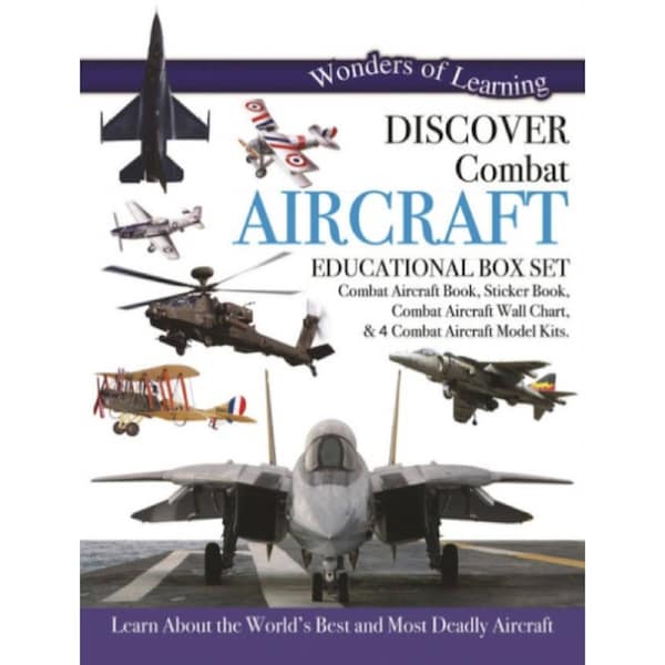 Wonders Of Learning Combat Aircraft Set Book, Stickers, Wall Chart & Models