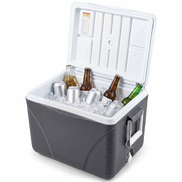 Costway 41 L Portable Hard Cooler Injection Molded Insulated Ice Chest Handles 4 Cup Holder up to 5-7 Days