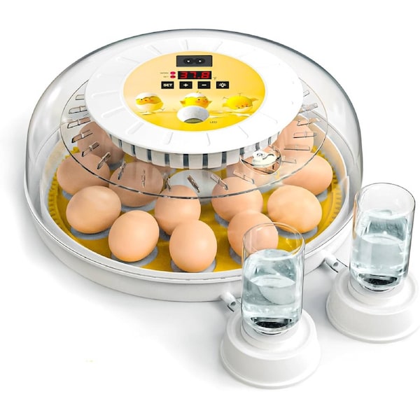 CARLA HOME 18 Egg Incubator with Automatic Turning, LED Display, Humidity & Temperature Control, Auto Water System & Built-in Egg Candler for Chicken, Duck, Quail, Goose