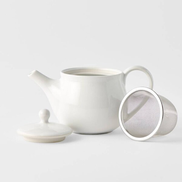 Teapot 400ml Matte White Glaze 12cm Microwave Dishwasher Safe
