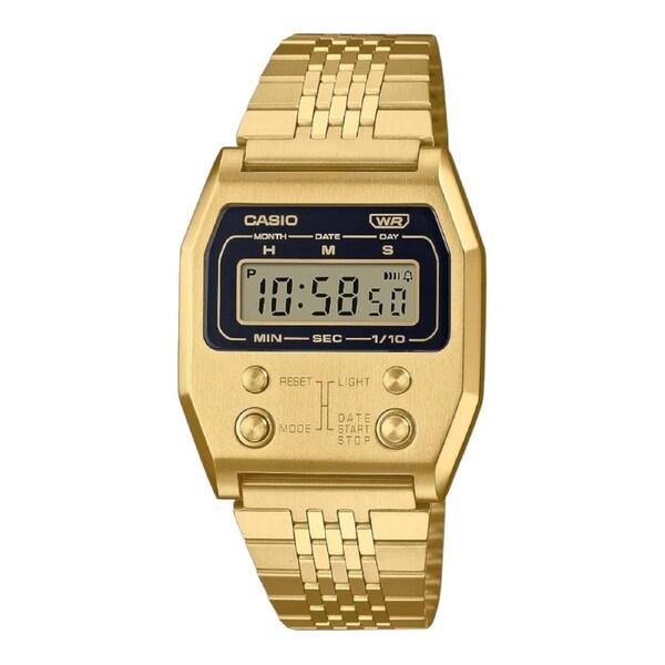 Casio A1100G-5 Unisex Gold Digital Watch Stainless Steel Vintage LED