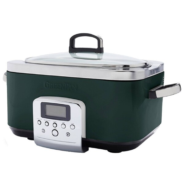 GreenPan 6L Slow Cooker CC009380-001 Pine Green PFAS-Free