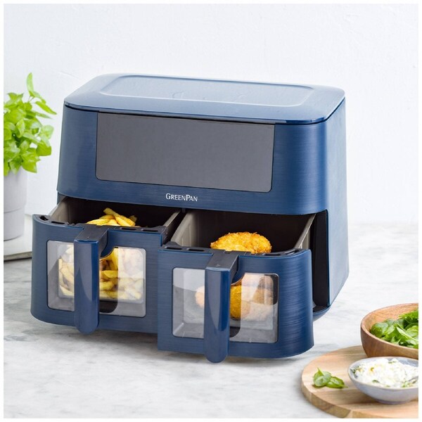 GreenPan Bistro Dual Zone Air Fryer 2x4L CC009332-001 Oxford Blue
