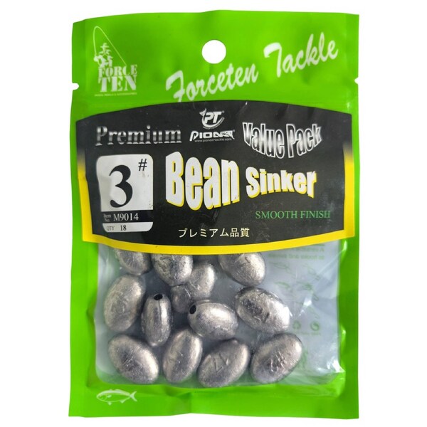 Forceten Bean Fishing Sinker Size 3 Value Pack