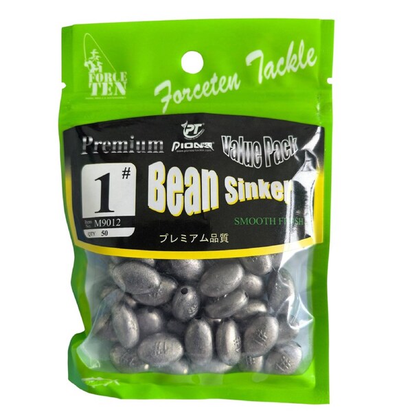 Forceten Bean Fishing Sinker Size 1 Value Pack