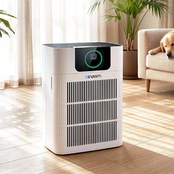 Devnati Air Purifier Pet HEPA Filter PM25 Display Large Room White