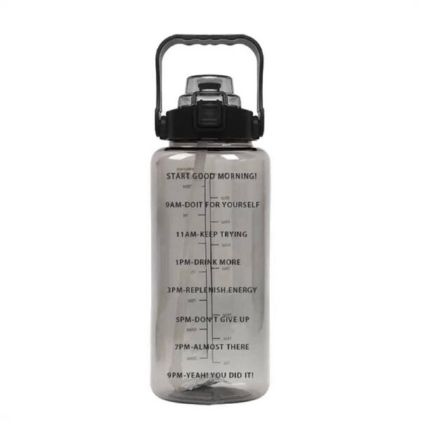 OzOffer 2Liter Water Bottle With Straw And Flip To Open Lid- Black