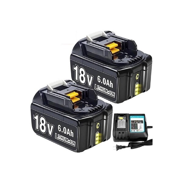 2Pack 6.0Ah Battery/Fast Charger For Makita 18V Li-ion BL1850 BL1860 BL1830 LXT BL1840