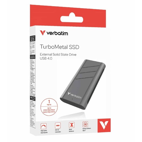 Verbatim TurboMetal SSD USB 4.0 1TB High Speed Data transfer up to 3700