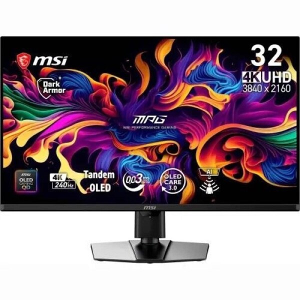 MSI MPG 322UR QD-OLED X24 32-Inch 4K UHD Gaming Monitor 3840x2160 Quantum Dot OLED Panel 240Hz 0.03ms DisplayHDR TRUE Black 500 Adaptive-Sync HDMI 2.1 DP 2.1a USB C 98W PD