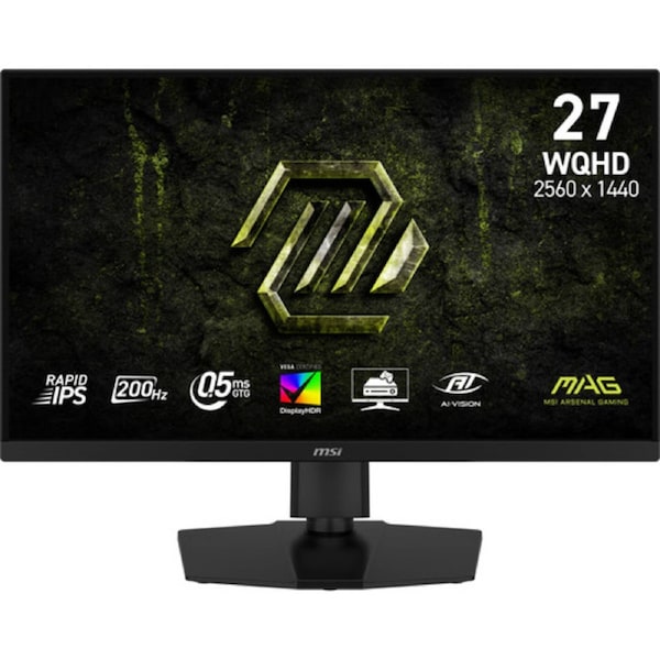 MSI MAG 274QPF E20 27-Inch WQHD Gaming Monitor 2560x1440 Rapid IPS 200Hz 0.5ms HDR 400 Eye care HDMI 2.0b DP 1.4a USB C 15W PD Tilt Adjustable Pivot Vesa Mount Black