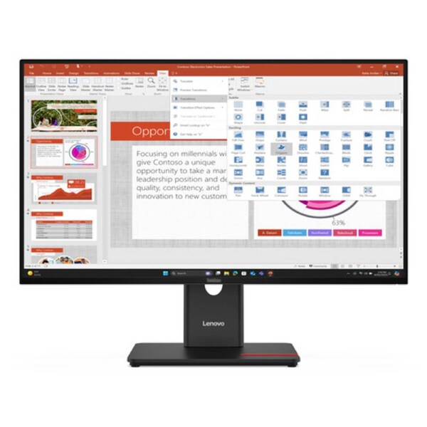 ThinkVision T27-40 27inch FHD monitor IPS 1920 x 1080 16:9 Anti-Glare Low Blue Light VGA+DP+HDMI input USB 3.1 hub Audio-Out Full-function stand DP USB-B to A Power Cable 3Y warranty.
