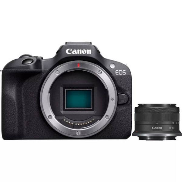Canon EOS R100 24.1 Megapixel Digital SLR Camera with Lens - 18 mm - 45 mm - Black - APS-C CMOS Sensor - Autofocus - 7.6 cm (3")LCD - Electronic Viewfinder - 2.5x Optical Zoom - 10x Digital Zoom