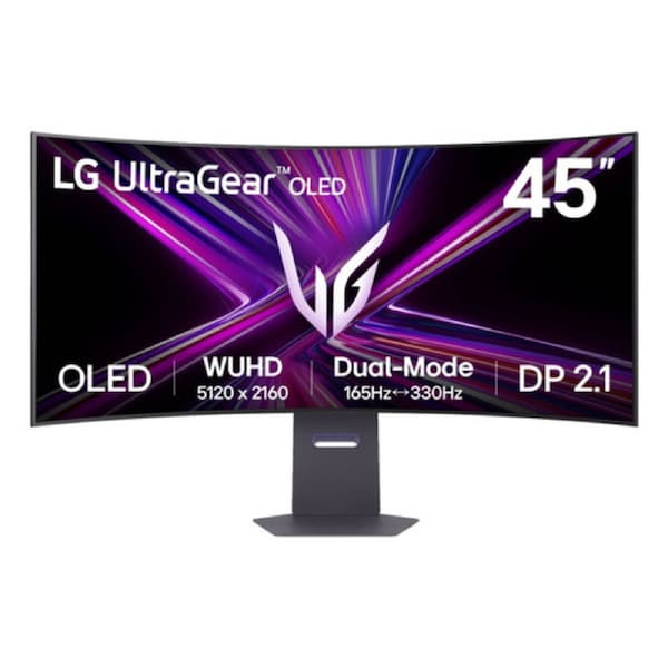 LG UltraGear 45GX950A-B 45" Class 5K2K WUHD Curved Screen Gaming OLED Monitor - 21:9 - Black - 44.5" Viewable - OLED - 5120 x 2160 - Adaptive Sync/FreeSync Premium Pro/G-sync Compatible - 275 cd/m