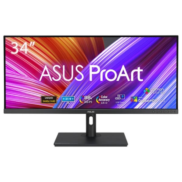 ASUS PROART DISPLAY PA348CGV PROFESSIONAL MONITOR 34IN IPS 21:9 ULTRAWIDE QHD 3440 X 1440 COLOR ACCURACY E < 2 CALMAN VERIFIED 98 DCIP3 USBC 120HZ FREESYNC PREMIUM PRO ERGONOMIC STAND 3YR WARRANTY